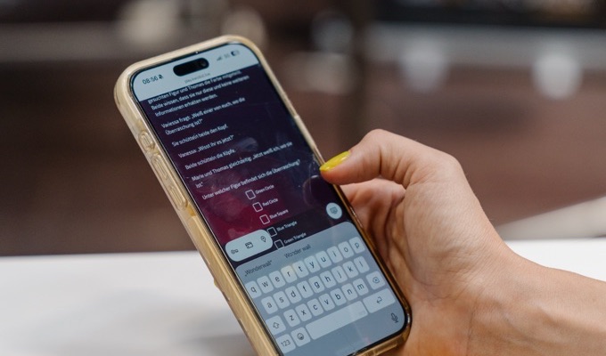 Free-text answer straight from the phone keyboard